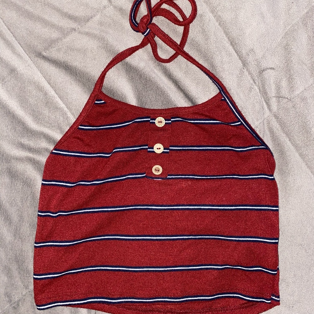 red striped halter crop top